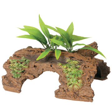 Marina Naturals Malaysian 1/2 Log Driftwood With Plants - Large - 25.4 X 16.5 X 10.2 Cm (10 X 6.5 X 4 In)
