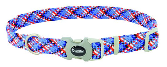Pro Active Adjustable Woven Reflective Dog Collar, Cobalt Crossed, 5/8" x 8-12" Dog 1pc