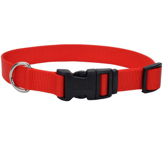 Coastal Adjustable Nylon Collar w Tuff Buckle Red Dog 1"X18-26"