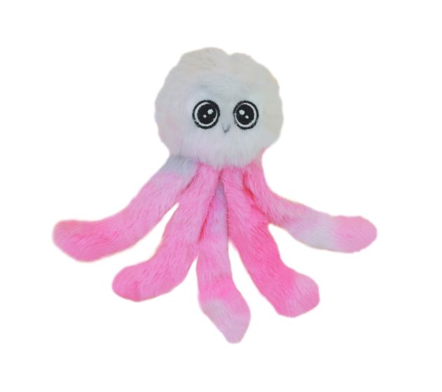 Bud'Z Cat Toy- Filled With Catnip - Octopus - Pink and White 5in