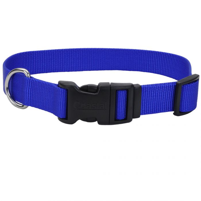 Coastal Adjustable Nylon Collar w Tuff Buckle Blue Dog 1x14-20in